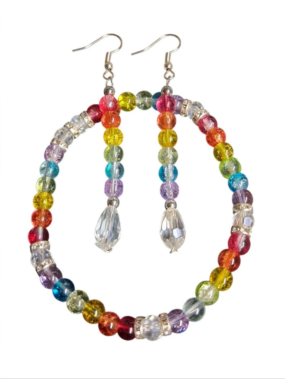 Multicolor Crystal Beaded Necklace and Earrings Set
